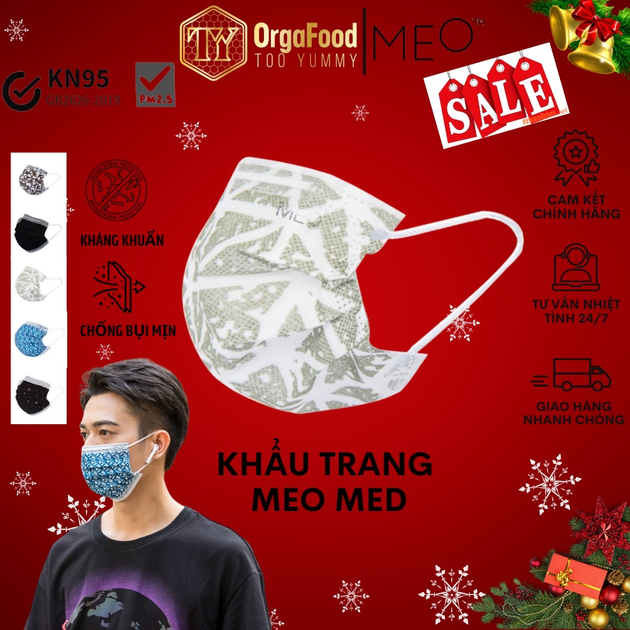 Khẩu trang MEO MED kháng khuẩn và thời trang, thùng 12 gói, gói 10 chiếc