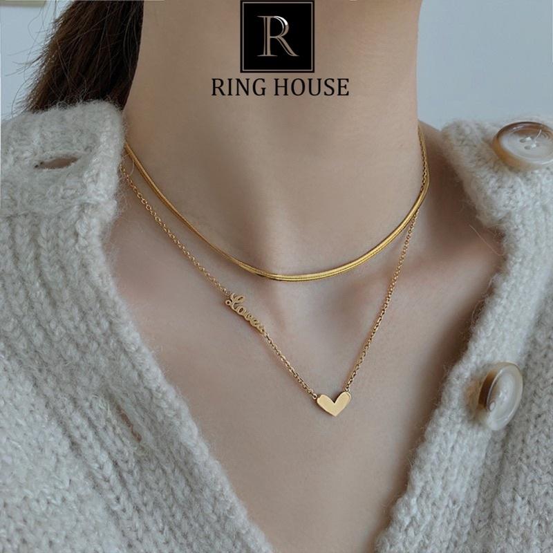Dây Chuyền Choker Nữ Titan Không Đen Hai Tầng Heart Love