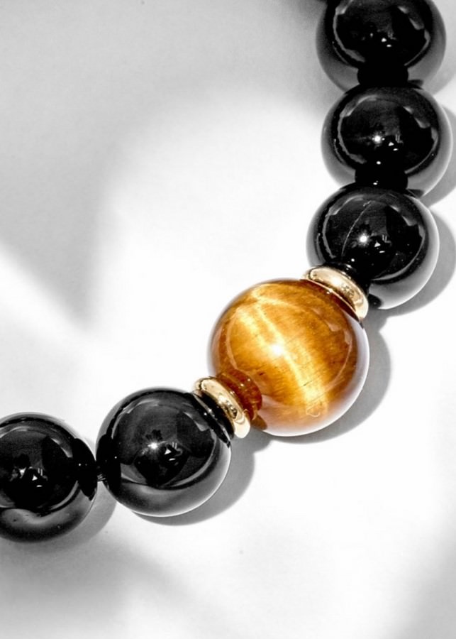Vòng Tay Manly Opal Đen Opal Mắt Hổ Vàng - Thủy Thổ
