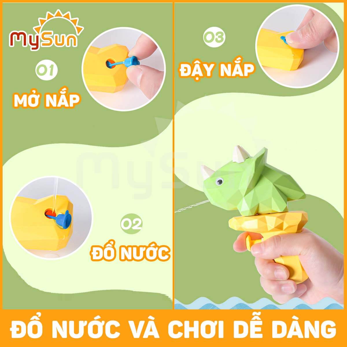 Súng nước đồ chơi khủng long trẻ em mini giá rẻ cho bé.