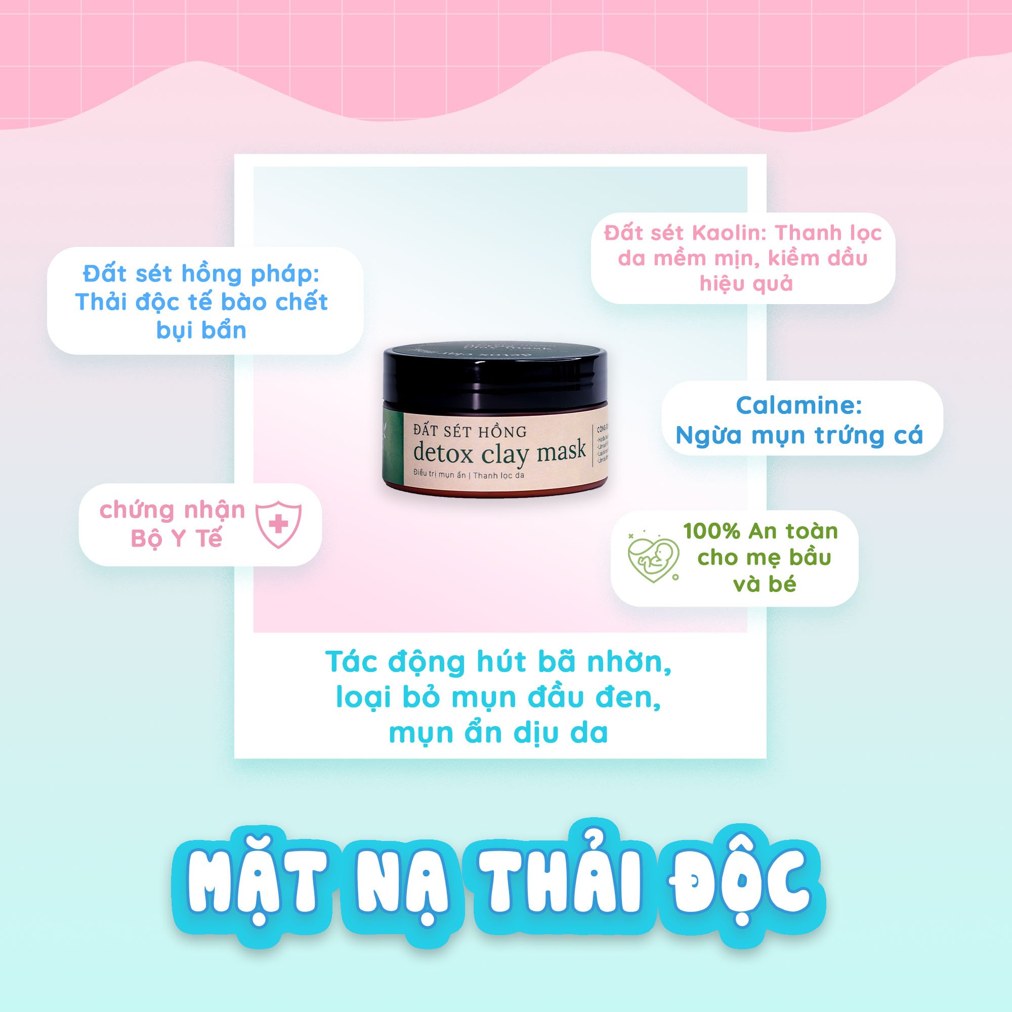 Mặt Nạ Thải Độc Đất Sét Hồng Pháp Ngừa Mụn GUO - Detox Clay Mask 100gr