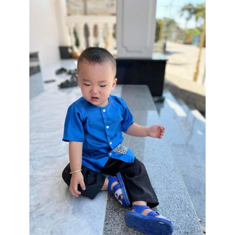 Bộ bà ba túi carro tay ngắn quần đen cho bé trai bé gái 8-35kg