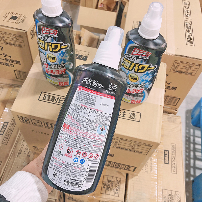 Nước thông cống Kobayashi Sanibon Nhật bản 400ml – bọt hoạt tính, tan tóc &amp; dầu mỡ