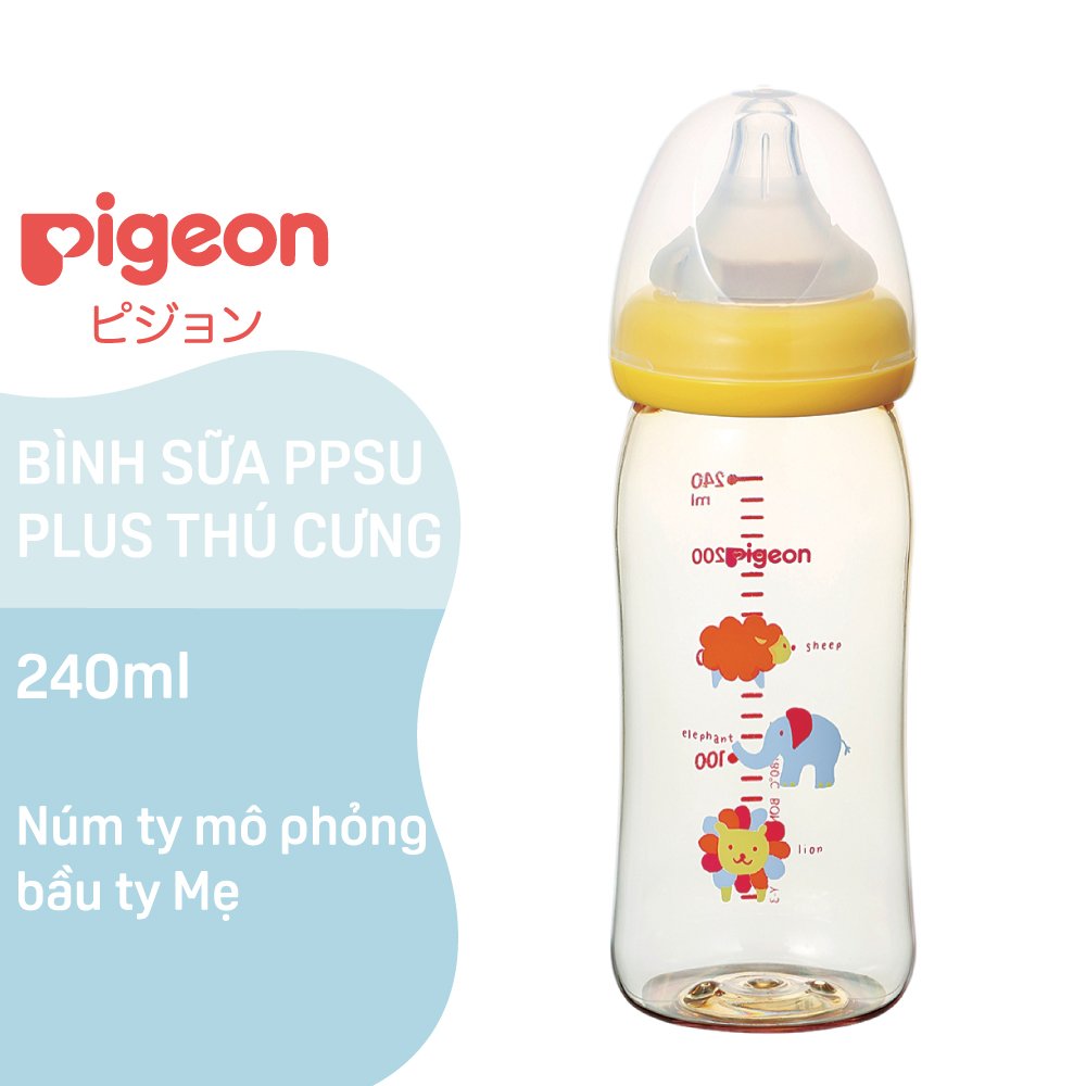 Bình sữa PPSU Plus 240ml Thú cưng Pigeon