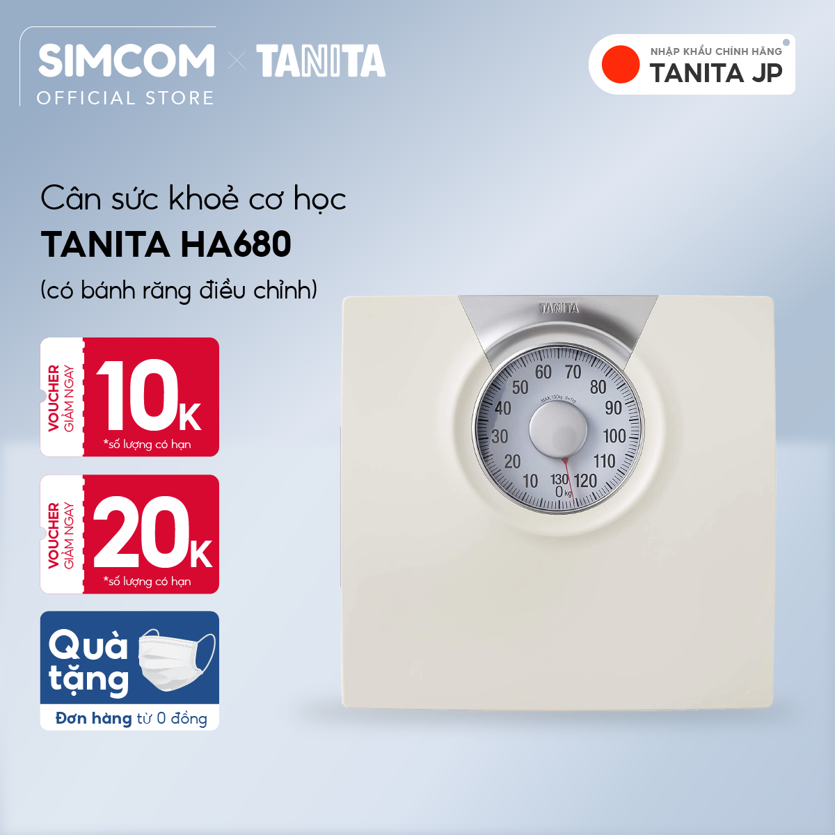 Cân Sức Khoẻ Cơ Học Tanita Ha680 Nhật Bản, Cân Tanita, Chính Hãng Nhật Bản, Cân Cơ Học, Cân Chính Hãng, Cân Nhật Bản, Cân Sức Khoẻ Y Tế, Cân Sức Khoẻ Gia Đình, Cân Sức Khoẻ Cao Cấp, Cân120Kg, Cân 130Kg, Cân Sức Khoẻ Mini - Trắng