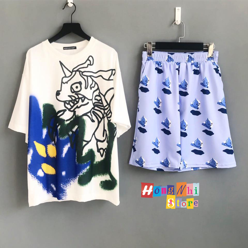 Quần Short Cartoon Unisex Hình  Ma Tím - Quần Đùi Hoạt Hình Siêu Cute - MM