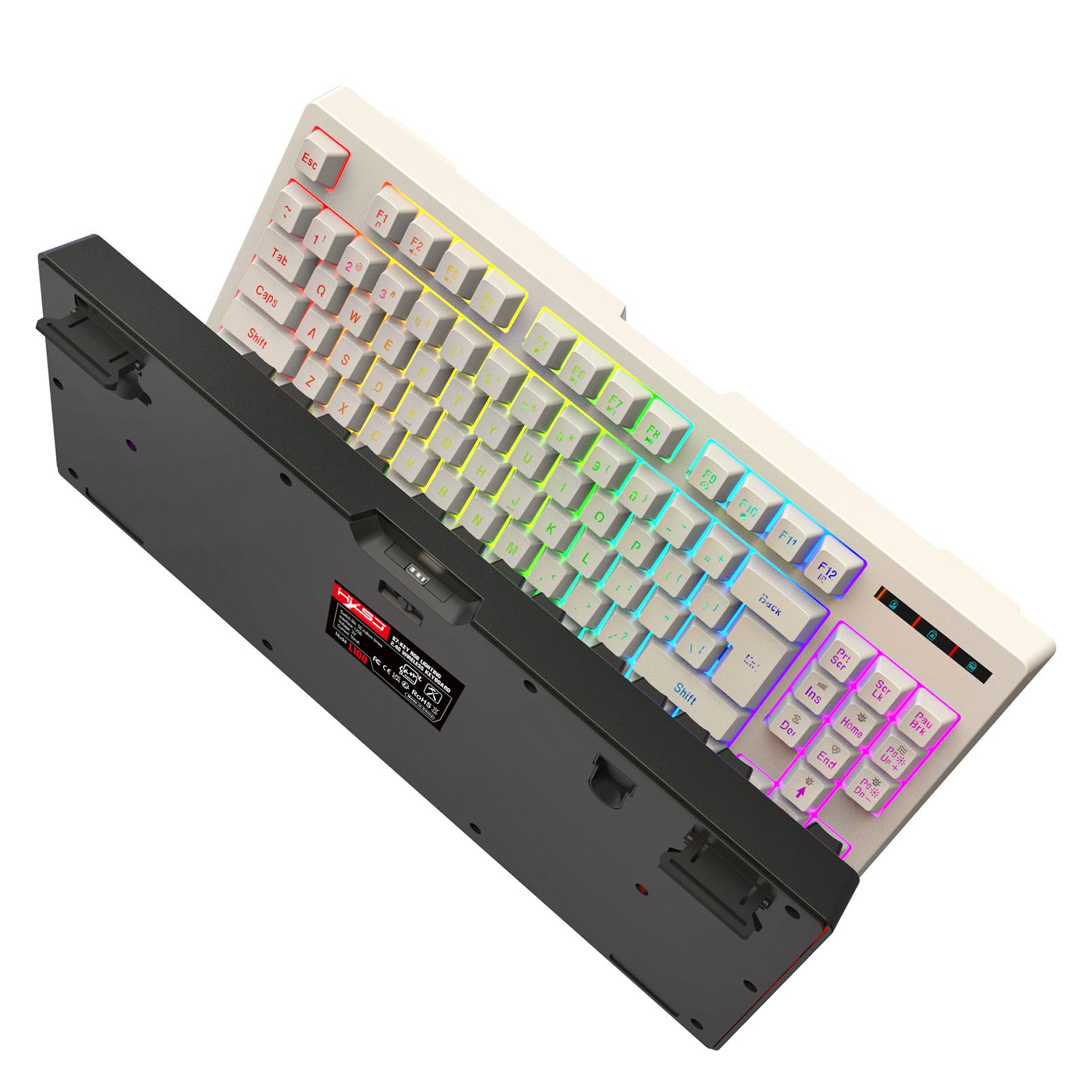 HXSJ L100 2.4G Wireless Membrane Keyboard 87 Keys Layout RGB Light Effect ABS Key Cap Built-in 1800mAh Lithium Battery