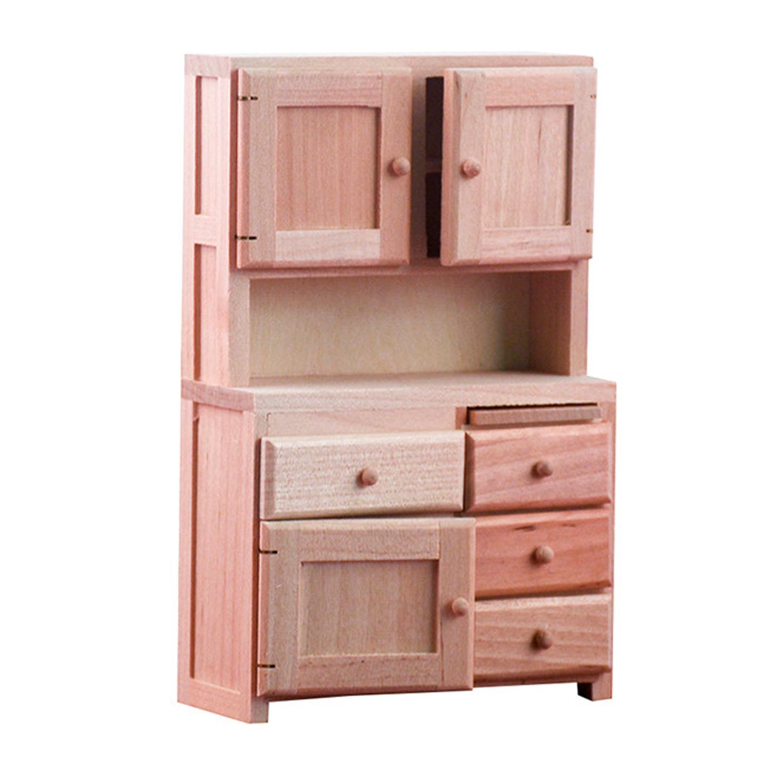 1:12 Scale Unpainted Wooden Cabinet Supplies Dollhouse Living Room Decor