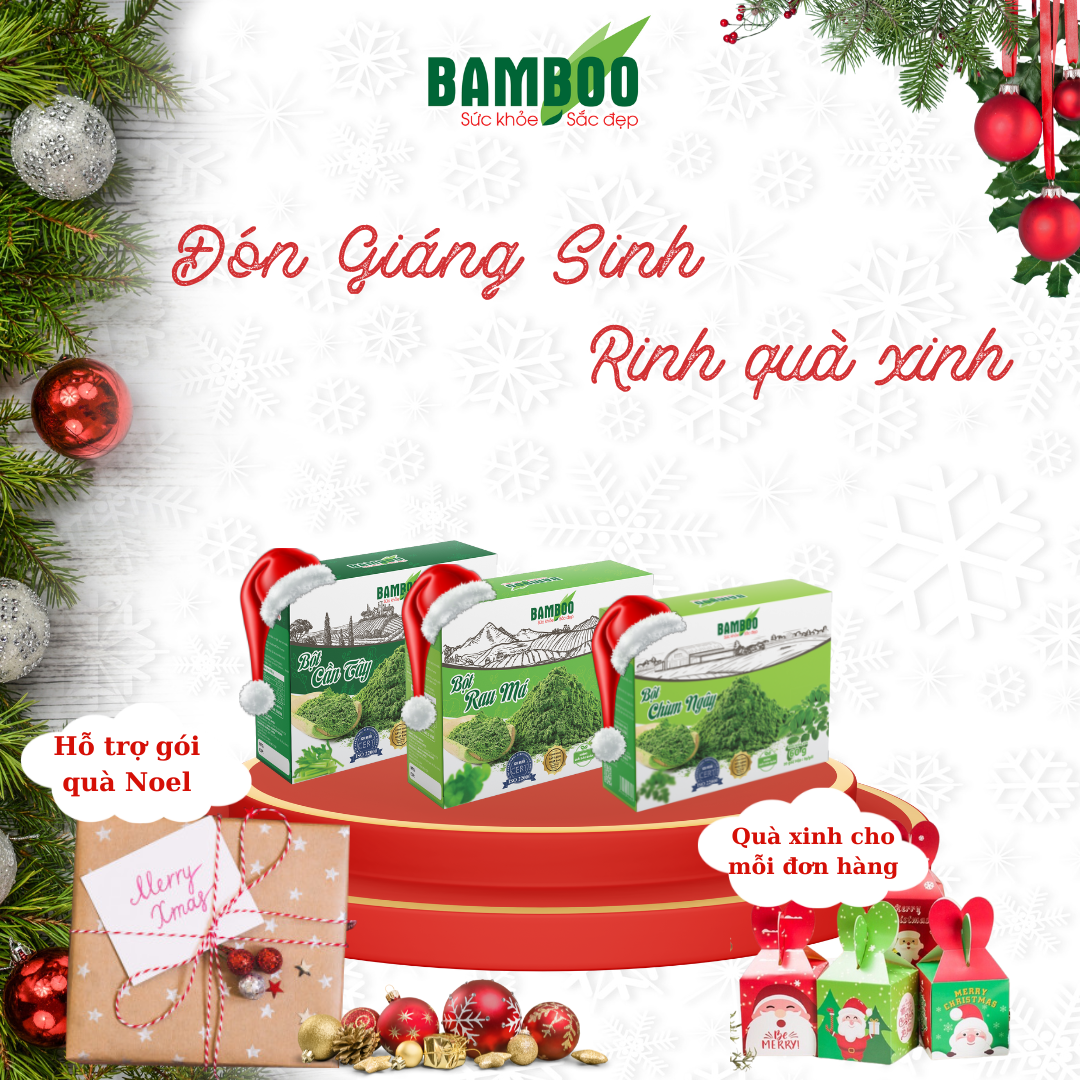 Combo bột cần tây+ bột rau má + bột chùm ngây BAMBOO nguyên chất, siêu mịn 60g/ 20 gói