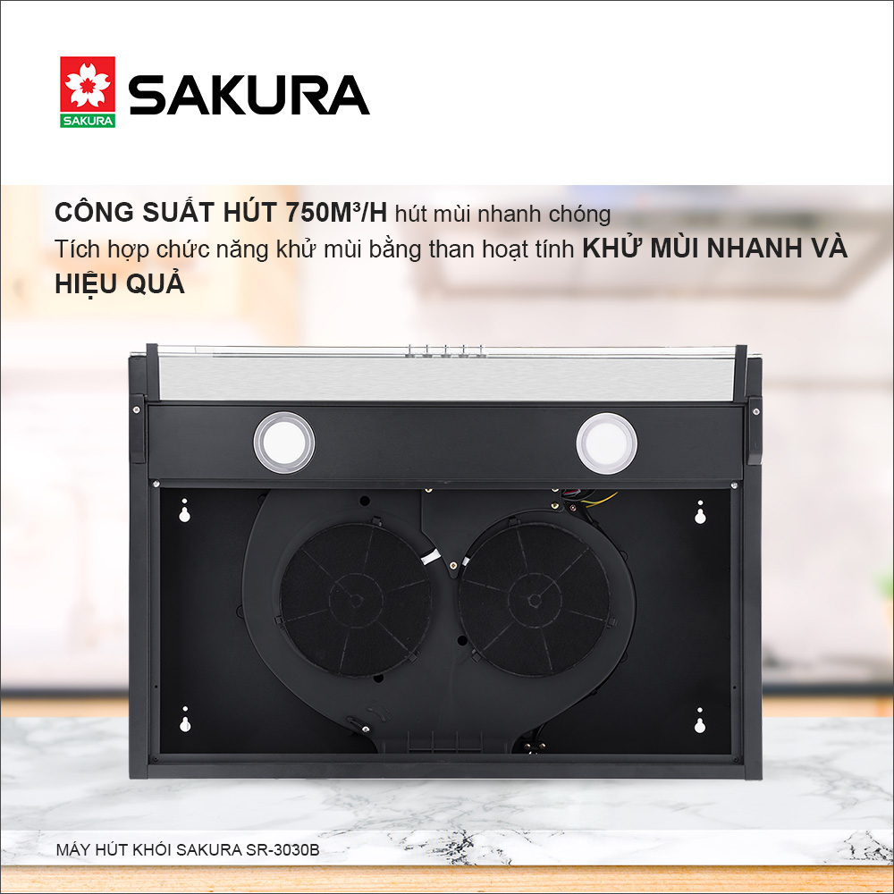 Máy Hút Mùi Âm Tủ Sakura SR3030 Kèm Lọc Than Hoạt Tính Hàng Chính Hãng