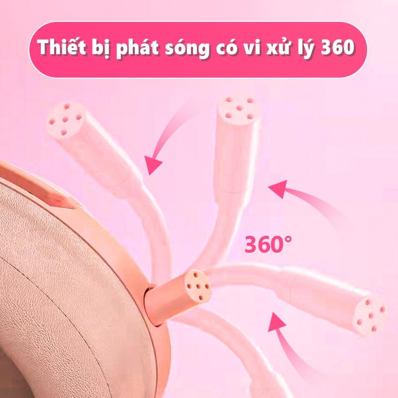 Tai nghe chơi game tai mèo dễ thương âm thanh nổi gắn trên đầu ONIKUMA K9 màu hồng có micrô ánh sáng RGB