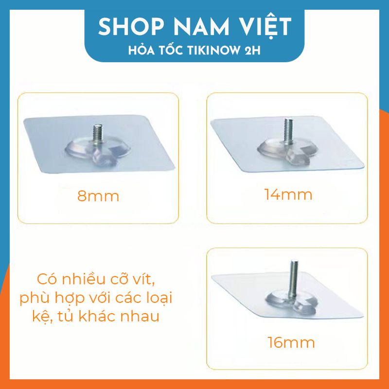 Set 2 Miếng Dán Bulong Ốc Vít, Treo Kệ, Treo Tranh Không Khoan Tường