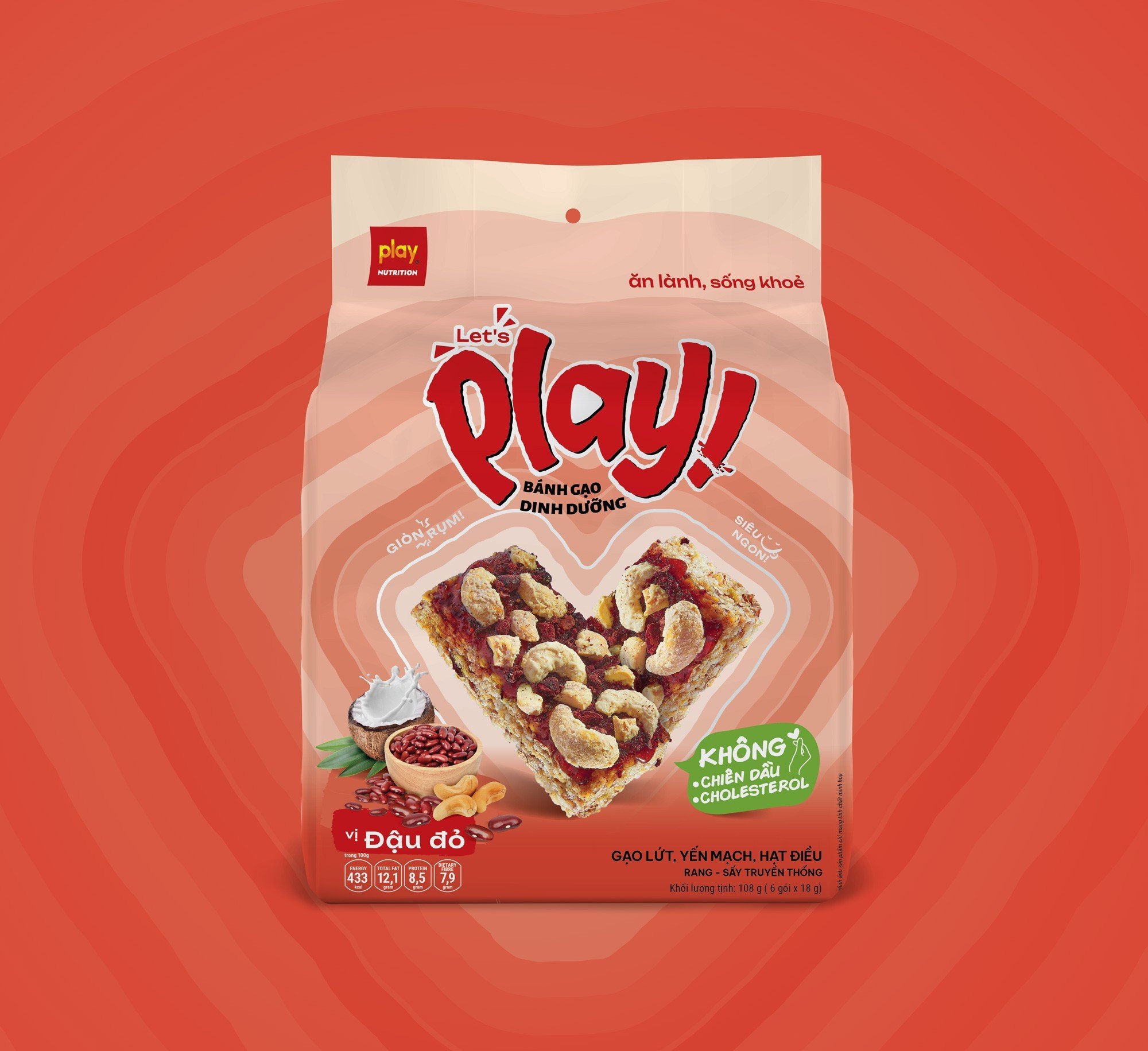 Bánh gạo dinh dưỡng PLAY Let’s play - Bánh gạo lứt ngũ cốc, bánh ăn vặt healthy - 1 túi