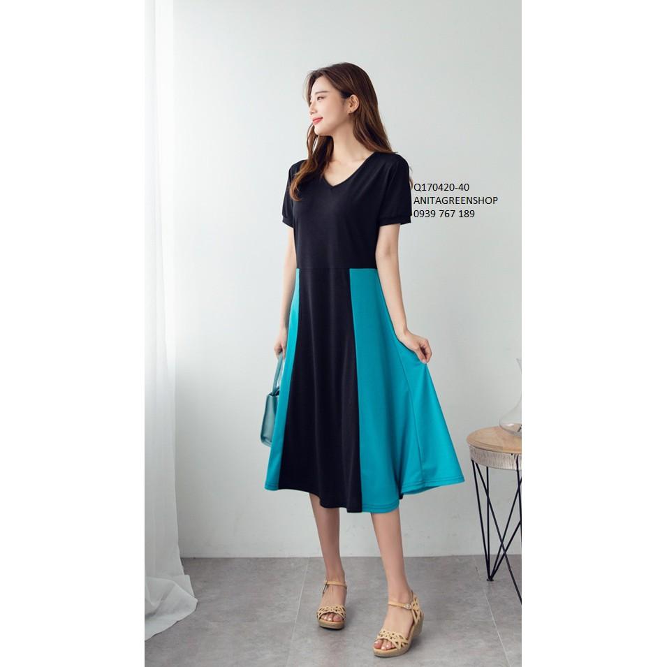 Q170420 ĐẦM THUN XÒE PHỐI MÀU