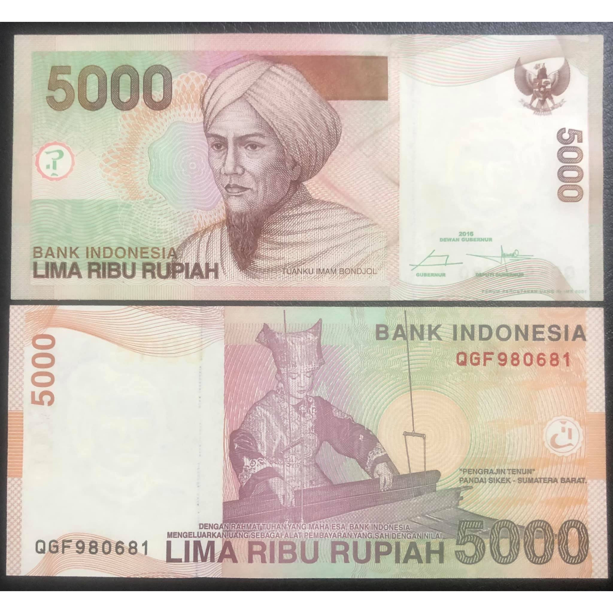 Tờ tiền 5000 rupiah của Indonesia sưu tầm