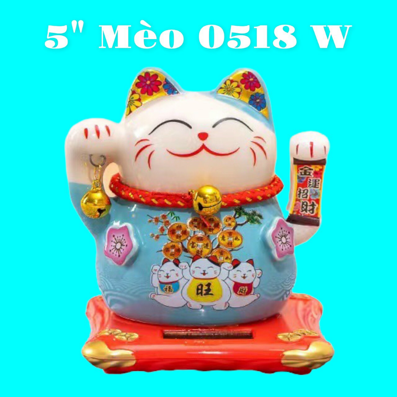 MÈO THẦN TÀI, MÈO MAY MẮN MANEKI NEKO 0515,0516,0517,0518 CAO 11CM