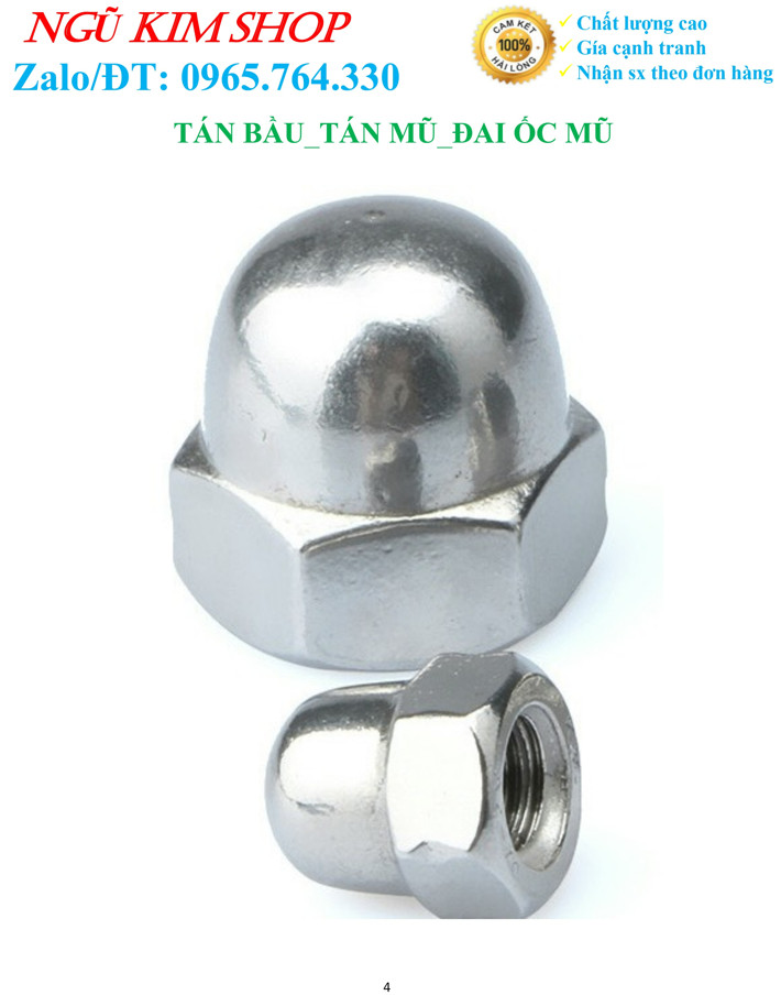 TÁN BẦU _ TÁN MŨ _ ĐAI ỐC MŨ M6 MẠ TRẮNG - ĐEN