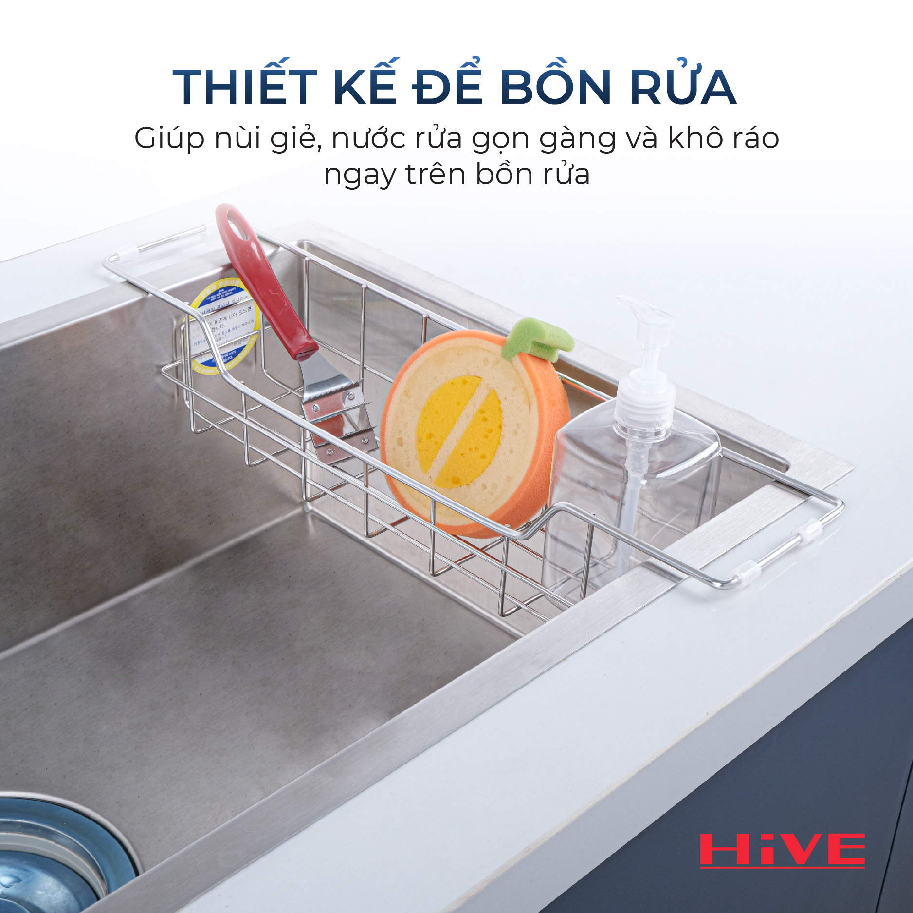 Kệ Để Dụng Cụ Rửa Bát Gác Ngang Bồn Rửa Bát HiVE SMALL Cao Cấp