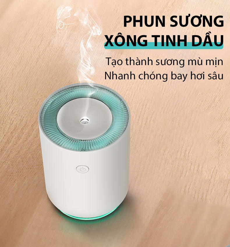 Máy phun sương tạo ẩm xông tinh dầu, ánh sáng LED đèn ngủ không ồn Hàng nội địa trung- MPS02