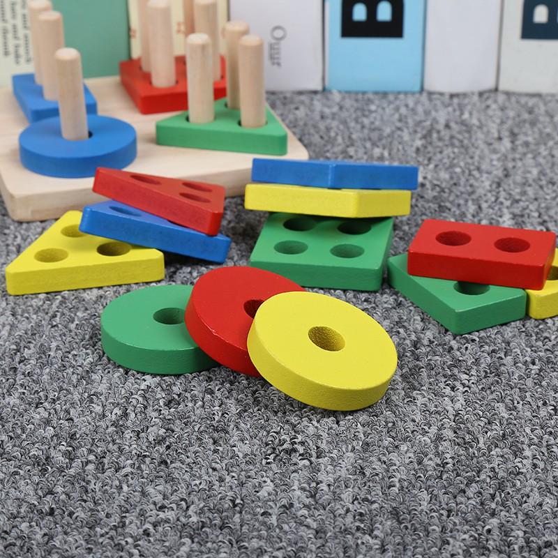 Bộ đồ chơi thả gỗ bốn hình cơ bản bằng gỗ cho bé