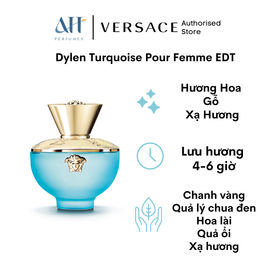 Nước hoa nữ cao cấp VERSACE Dylan Turquoise Pour Femme EDT hương Cam Chanh - Gỗ - Xạ Hương thơm mát trẻ trung gợi cảm