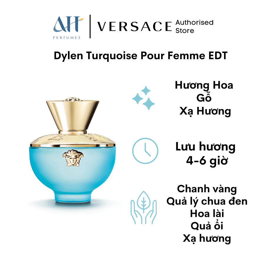 Nước hoa nữ cao cấp VERSACE Dylan Turquoise Pour Femme EDT (30ml, 50ml,100ml) hương Cam Chanh - Gỗ - Xạ Hương thơm mát trẻ trung gợi cảm