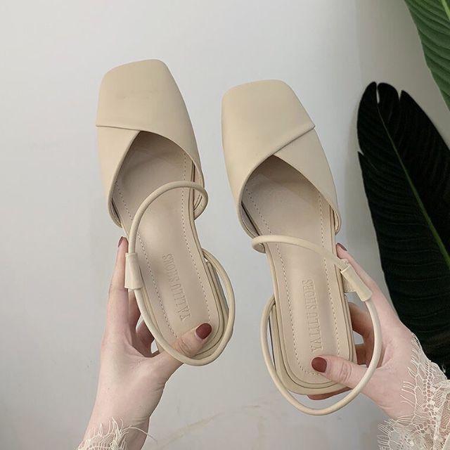 (Video thật) Giày sandal mũi vuông phong cách tiểu thư 3p sang chảnh