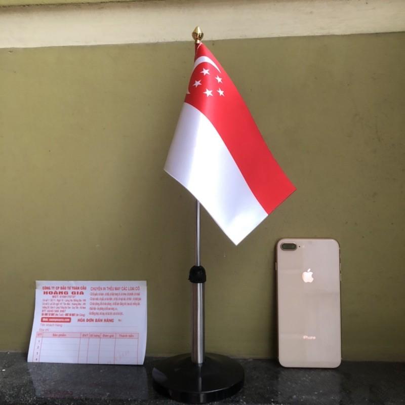 Cờ để bàn inox đen đơn Quốc kỳ Singapore