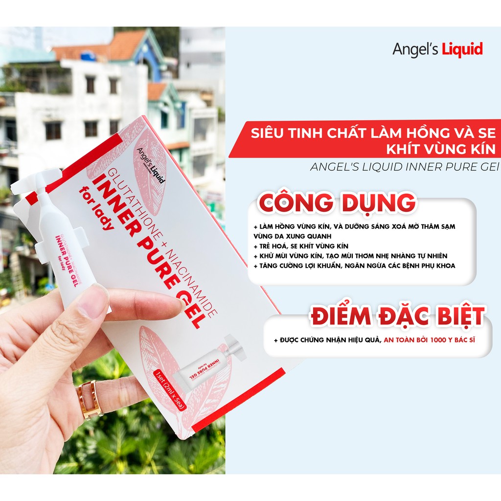 Siêu Tinh Chất Làm Hồng Se Khít Cô Bé Angel Liquid Glutathione Plus Niacinamide Inner Pure Gel 15 Ống (Có Che Tên)