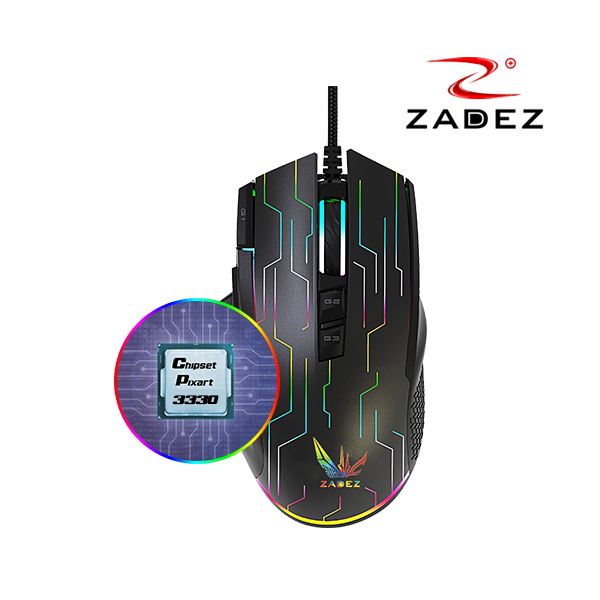 Chuột Gaming ZADEZ GT616M 1000DPI, 6 Mức DPI, 7 Phím Chức Năng, Đèn LED RGB - Hàng Chính Hãng