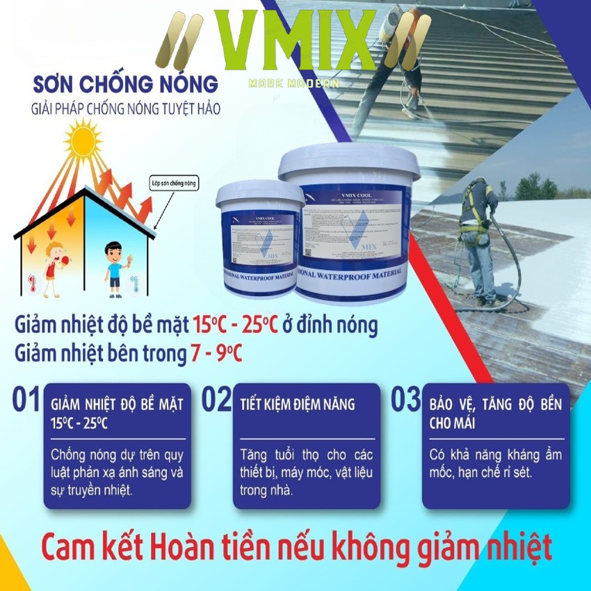 Sơn chống nóng ,chống thấm cho mái tôn tường ngoài nhà ,bồn nước mái .dễ đàng thi công bằng tay hoặc máy ,tăng độ bền cho tôn lên đến 10 năm.