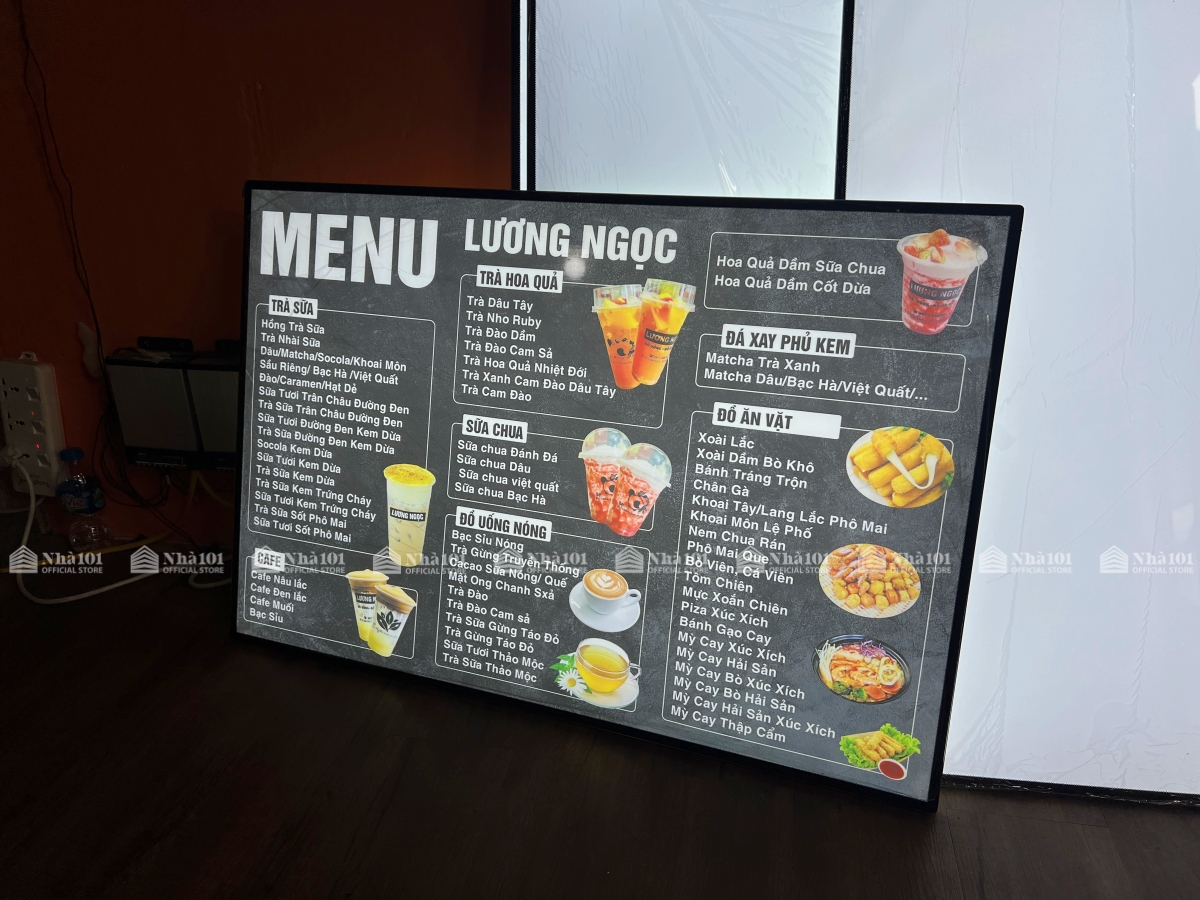 (Kích thước 60x90) Bảng LED quảng cáo siêu mỏng mặt kính cường lực, menu LED siêu mỏng
