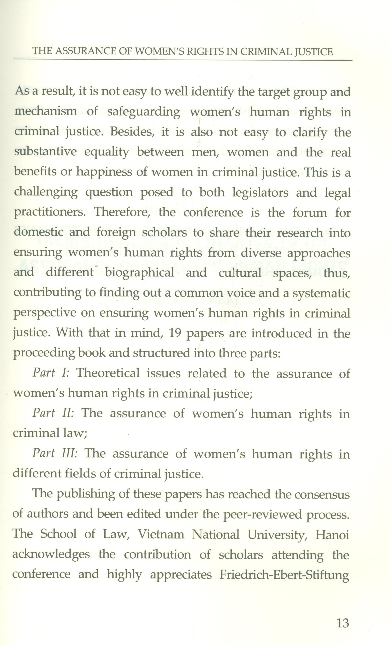 The Assurance Of Women's Human Rights In Criminal Justice (International Workshop Proceedings)