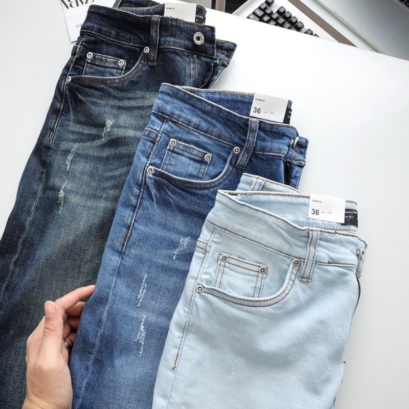 QUẦN JEAN NAM XANH NHẠT QUẦN BÒ NAM CAO CẤP CO DÃN MẪU MỚI ĐẸP ỐNG ÔM PHONG CÁCH THỜI TRANG HAIAN JEANS