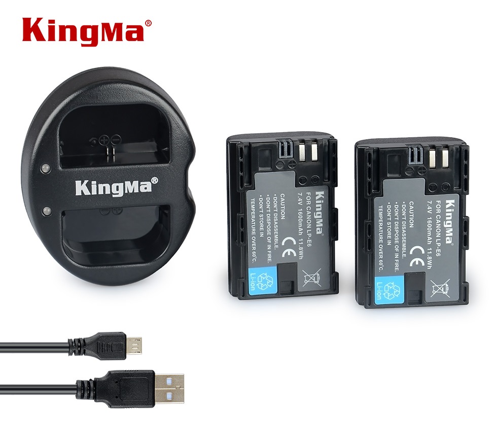 Bộ 2 pin 1 sạc Kingma cho Canon LP-E6 - Hàng chính hãng