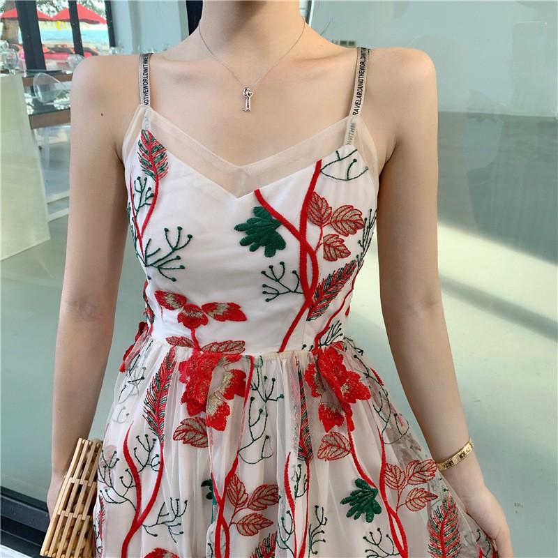 ĐẦM MAXI HỞ LƯNG HOA THÊU NỔI HÀNG QUẢNG CHÂU LOẠI ĐẸP