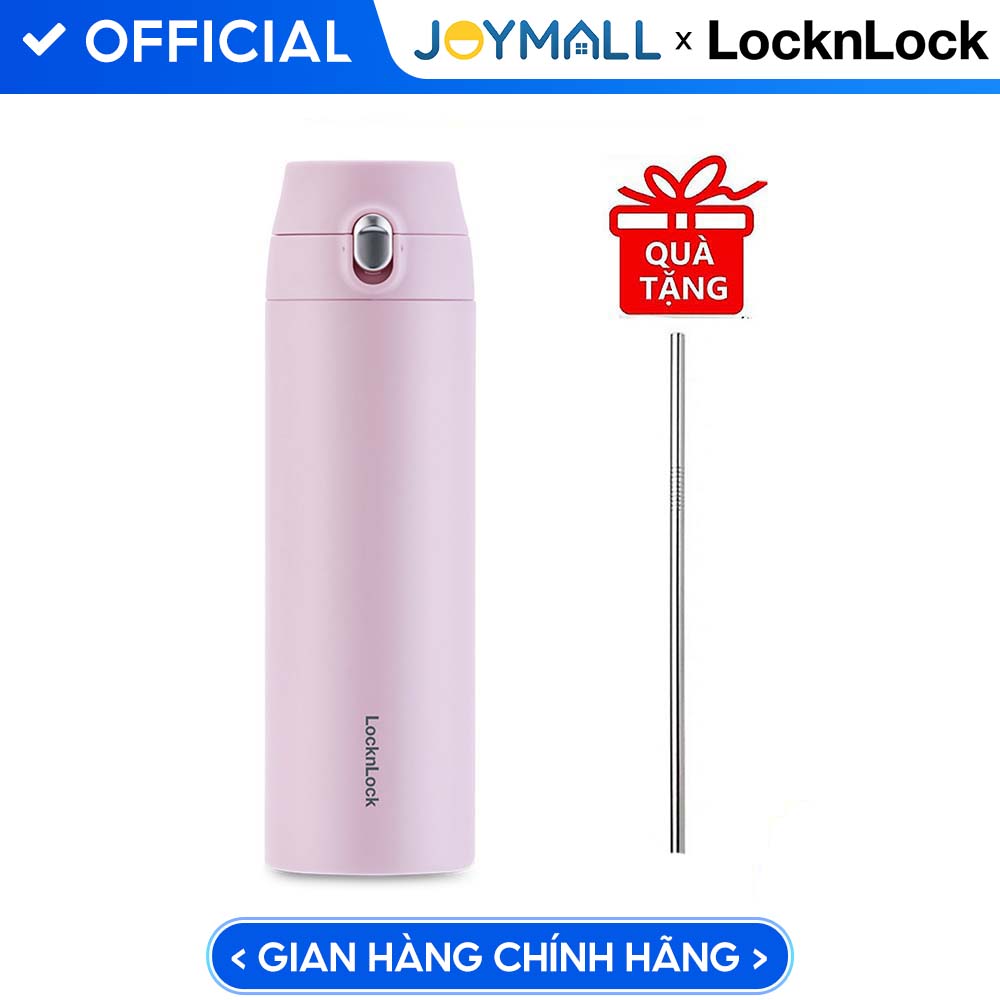 Bình Giữ Nhiệt Lock&amp;Lock Featherlight One-touch Tumbler 500ml LHC3257 - Hàng Chính Hãng - Tặng Kèm Ống Hút Inox