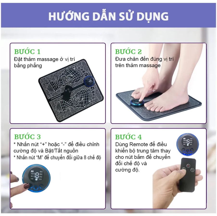 Thảm Massage Chân Thư Giãn Trị Liệu Nhức Mỏi Chân SDGOLD, Hàng Loại 1 Có Remote - Hàng Chính Hãng