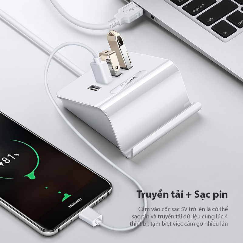 Hub bộ chia USB 2.0 tốc độ cao C0003 có thể dùng để sạc pin thiết bị được kèm giá đỡ 4 cổng USB cực tiện lợi hỗ trợ kết nối nhiều thiết bị thích hợp cho cả máy tính lẫn điện thoại