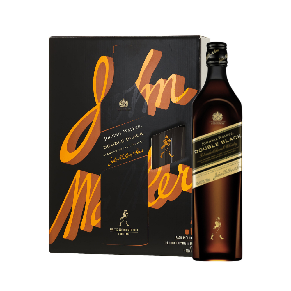 [Made in Scotland] Hộp quà Rượu Johnnie Walker Double Black Blended Scotch Whisky 40% 1000ml