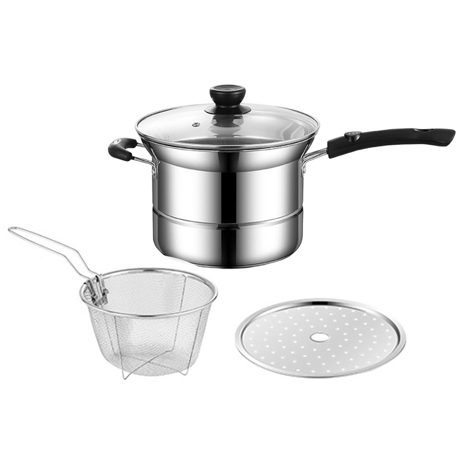 Stainless Steel Sauce Pan, Universal Utensils with Lid Handle Milk Pan Small Pot for Cooking Restaurant Party Indoor Outdoor Dining Room