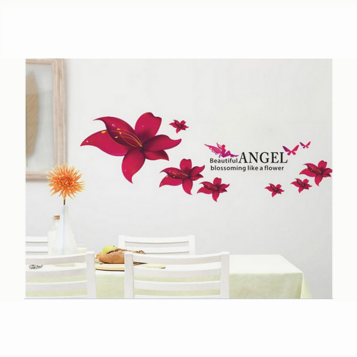 Decal Dán Tường Hoa Ly Đỏ PK100