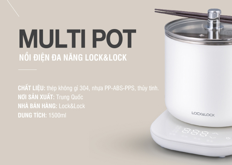 Nồi Điện Đa Năng Lock&Lock EJC141 (1.5 Lít) - Hàng Chính Hãng