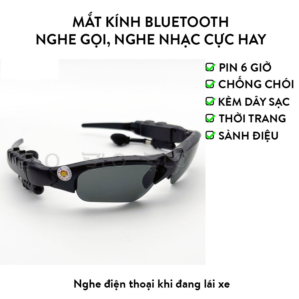 (Hàng Chất) Kính Mắt nam nữ nghe nhạc thông minh, Kính râm phân cực Chống UV kết nối hỗ Bluetooth loại tốt