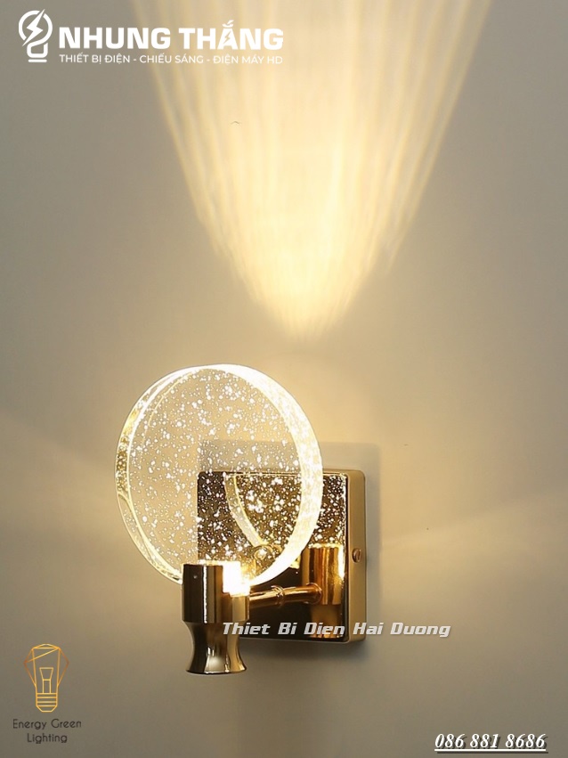 Đèn Tường Thủy Tinh DT-02 - Decor Trang Trí - Phong Cách Bắc Âu - 3 Chế Độ Ánh Sáng - Có Video