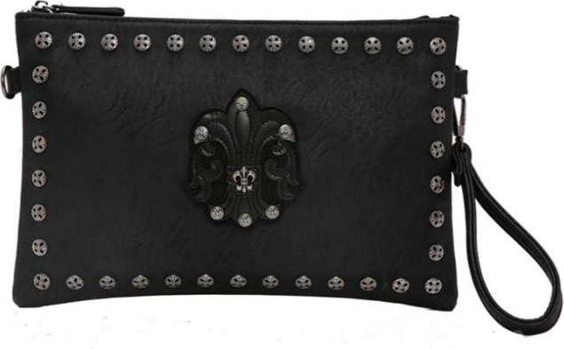 Men's Personalized Rivet Pattern Clutch PU Leather wallet - Black