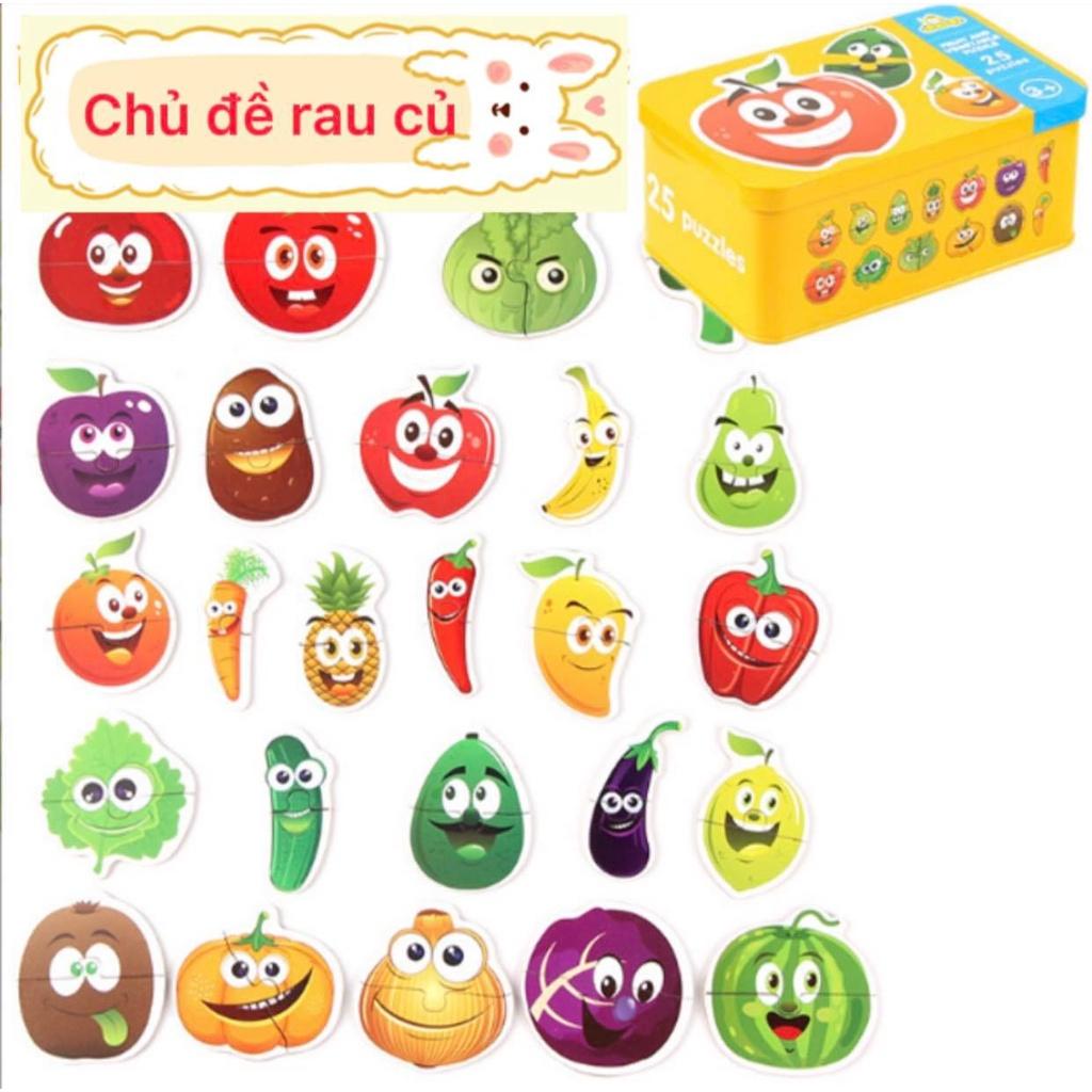 Đồ chơi tranh ghép gỗ 2 mảnh Puzzle cho bé; tranh xếp hình, ghép hình bằng gỗ giúp bé phát triển trí tuệ tư duy sáng tạo