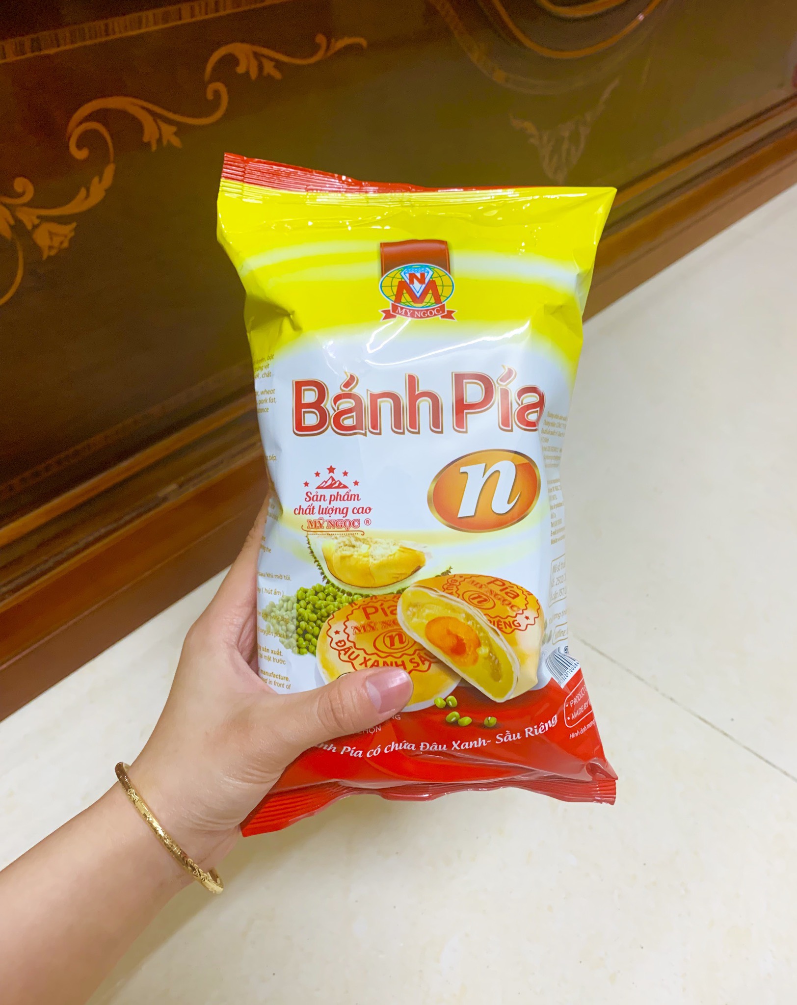 MỸ NGỌC _ Bánh pía N đậu xanh SẦU RIÊNG tươi CÓ TRỨNG MUỐI 310g