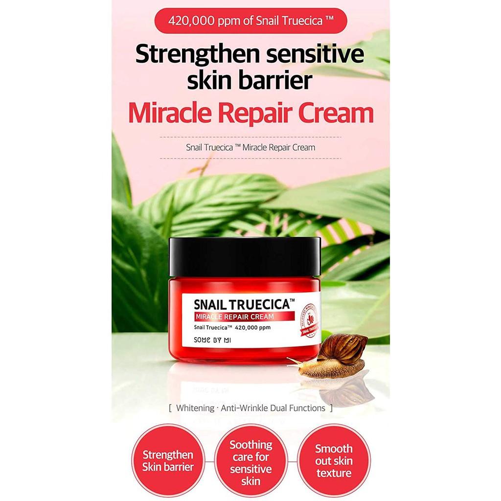 Kem dưỡng ẩm phục hồi, cải thiện sẹo lỏm Some by mi Snail truecica Miracle Repair Cream 60g