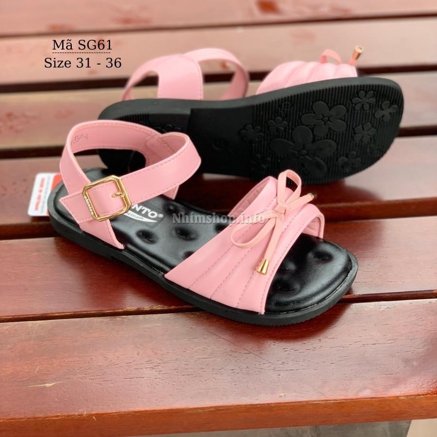 Sandal dép quai hậu bé gái Kento gắn nơ màu hồng duyên dáng và dễ thương cho trẻ em nữ 6 7 8 9 10 11 12 tuổi đi học SG61